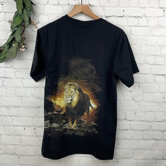 ROCK CHANG NWT Lion Graphic Embellished Black Short Sleeve T-Shirt size M - Picture 2 of 7